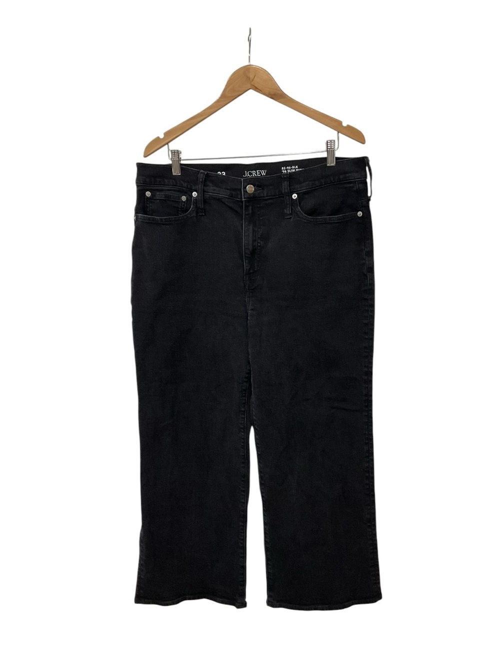 J.Crew Women's Cotton-Blend High Rise Slim-Wide Jean CC586 Black Rinse 33